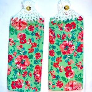 Hand Crafted Pioneer Woman Crochet Top Hanging Kitchen or Bathroom Hand Towels